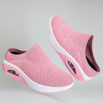 Comfortable Women's Slip-On Shoes with Mesh and Thick Rubber Sole