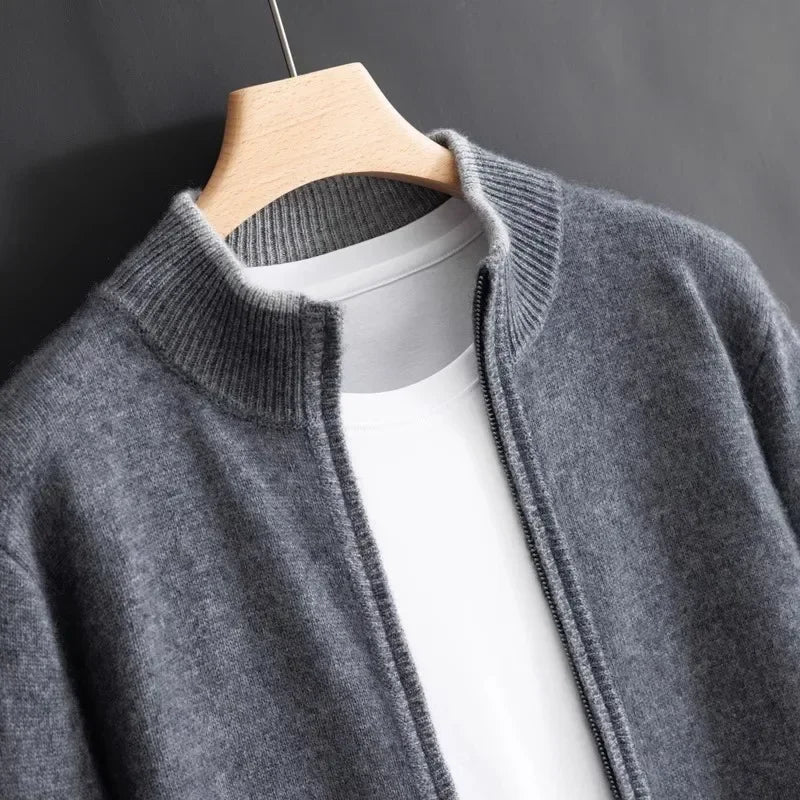 Men's Cashmere Zip Jacket Warm Beige