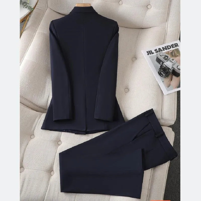 Women's Blazer Pants Set Solid Color