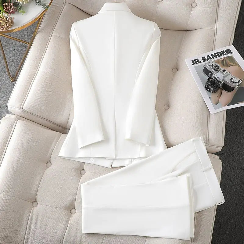 Women's Blazer Pants Set Solid Color