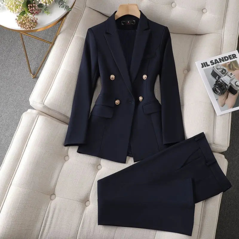 Women's Blazer Pants Set Solid Color