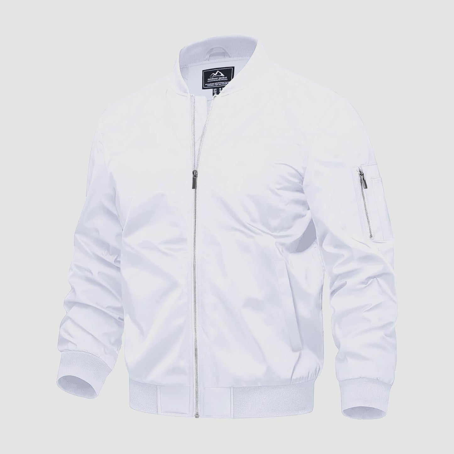 Men's Quilted Bomber Jacket Windproof Nylon Black