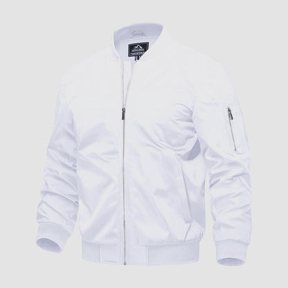 Men's Quilted Bomber Jacket Windproof Nylon Black