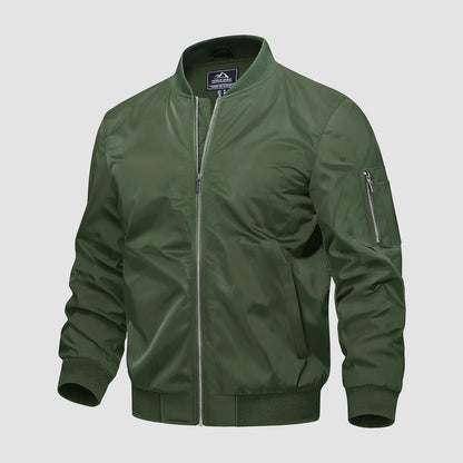 Men's Quilted Bomber Jacket Windproof Nylon Black