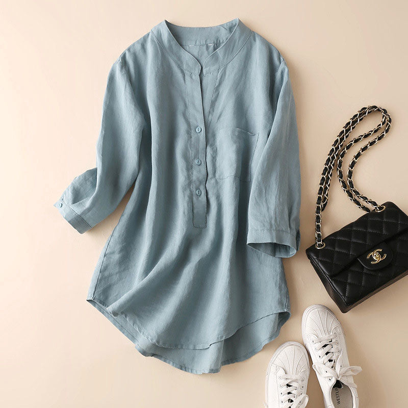 Women's Linen Tunic Blouse - VibreMode
