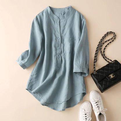 Women's Linen Tunic Blouse - VibreMode