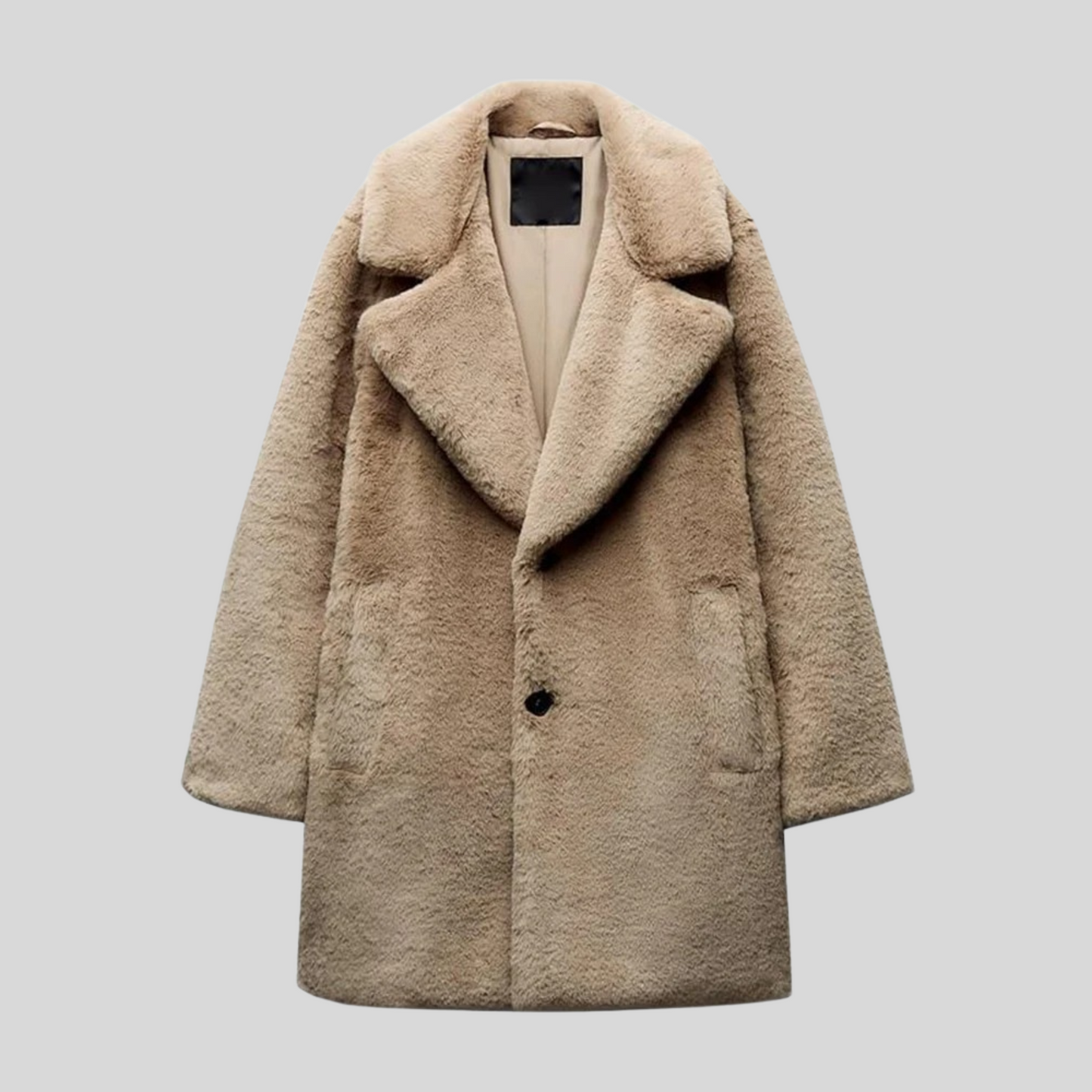 Women's Fur Winter Coat Oversized Lapel Collar Button Front Design - VibreMode