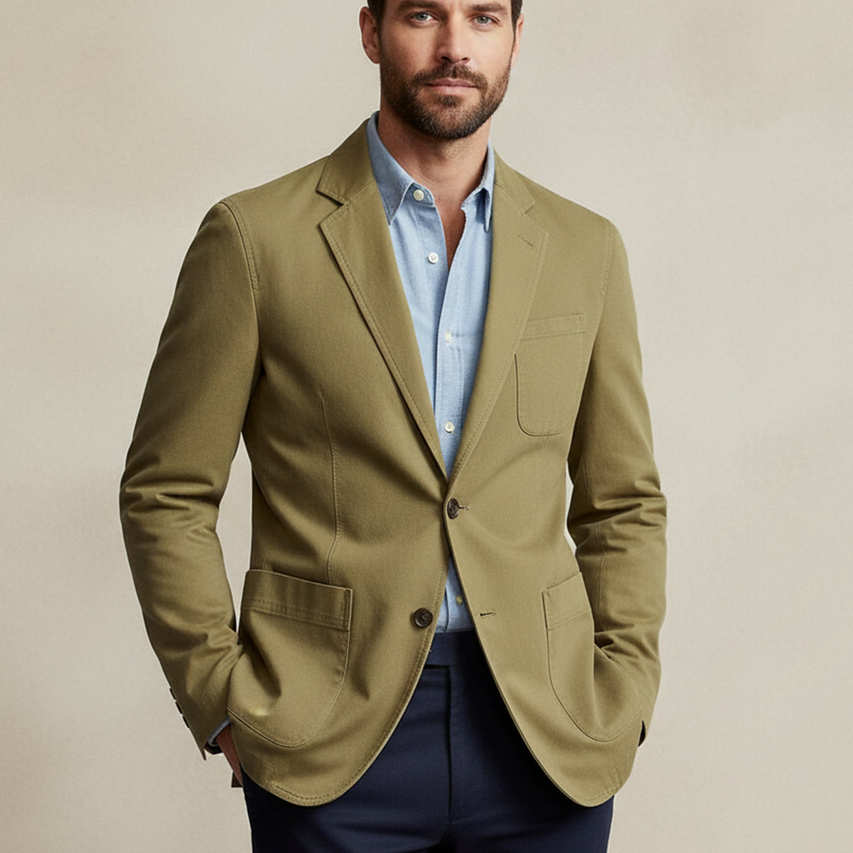 Men's Cotton Blazer Windbreaker With Pockets