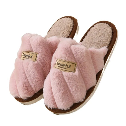 Women's Plush Slippers Soft Cushioned Indoor Slides