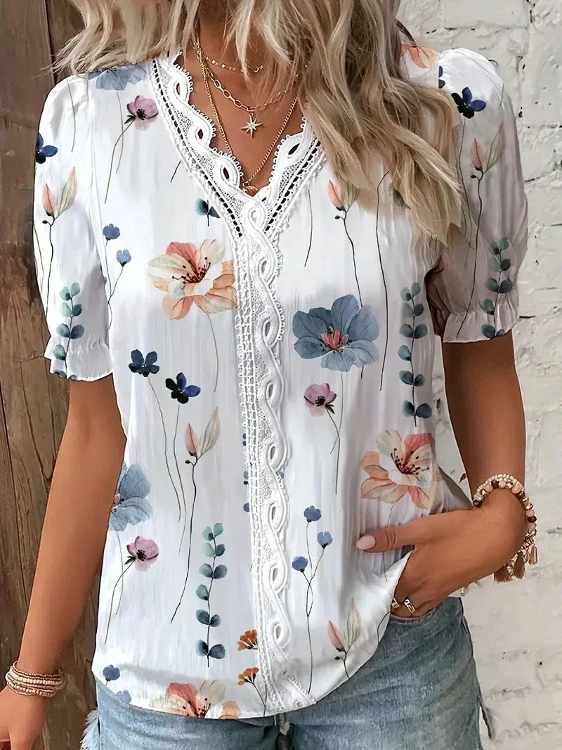 Pretty Lace V Neck Top