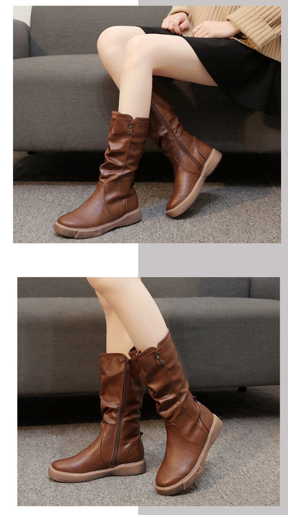Waterproof Vegan Leather Ankle Boots with Zipper