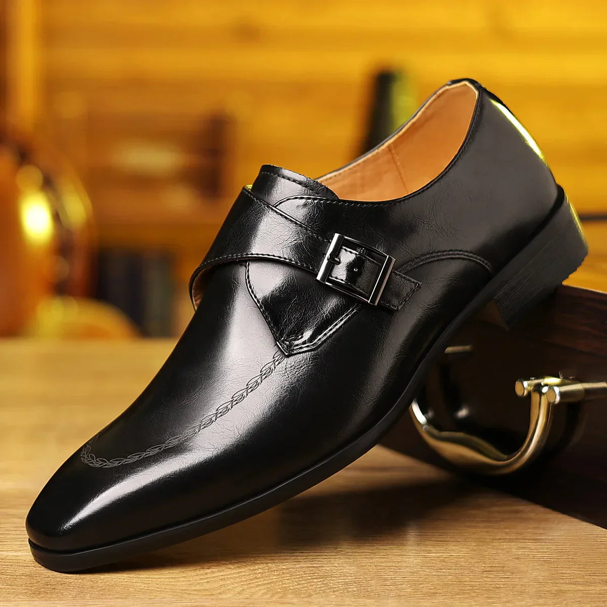 Men's Leather Monk Strap Loafers