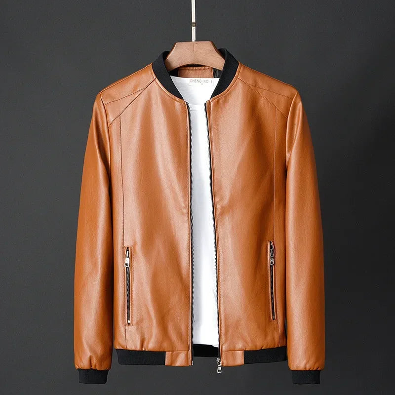 Faux Leather Bomber Jacket - VibreMode