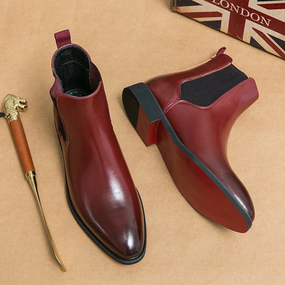 Men's Chelsea Ankle Boots Leather Red Sole Comfortable