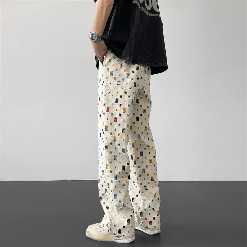 Men's Straight Fit Patterned Pants