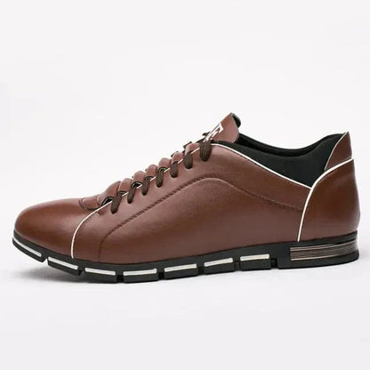 Men's Lace-Up Sneakers Leather Comfortable Black