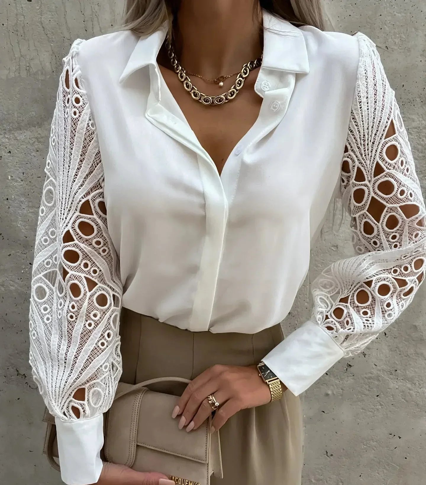 Women's Lace Sleeve Blouse - VibreMode