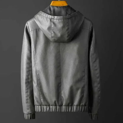 Edgy Biker Leather Hoodie Jacket