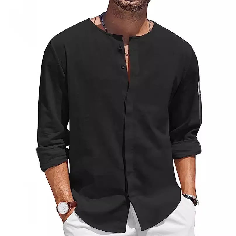 Men's Linen Henley Summer Shirt