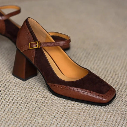 Elegant Block Heel Ankle Strap Pumps for Women