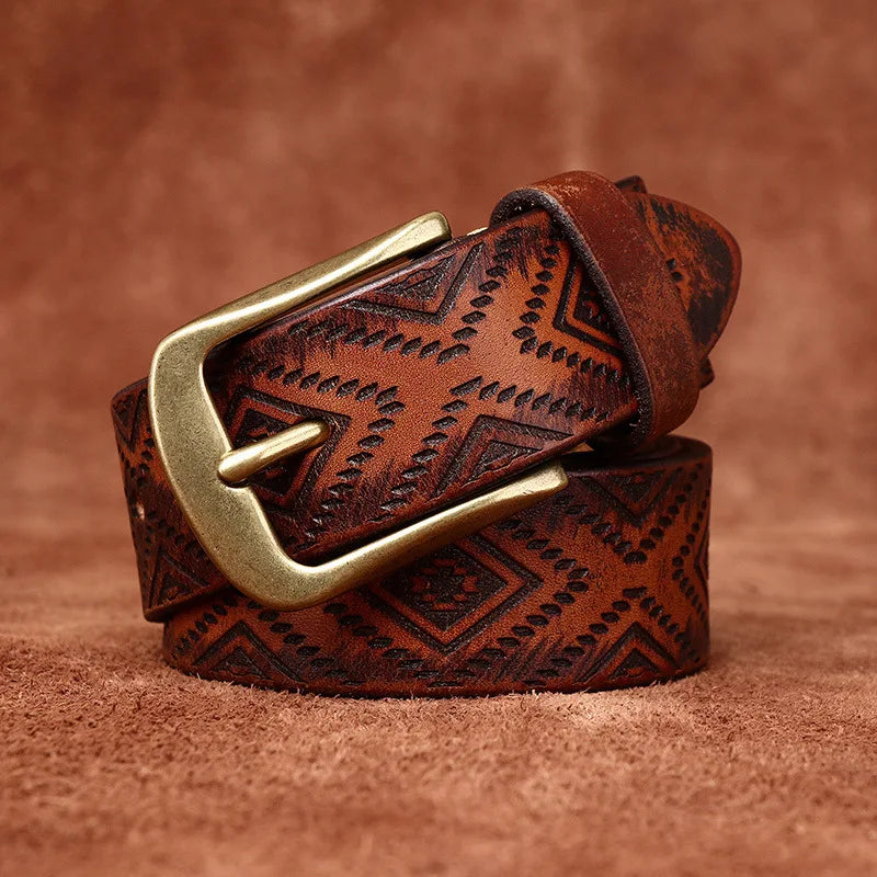 Western Brown Leather Belt