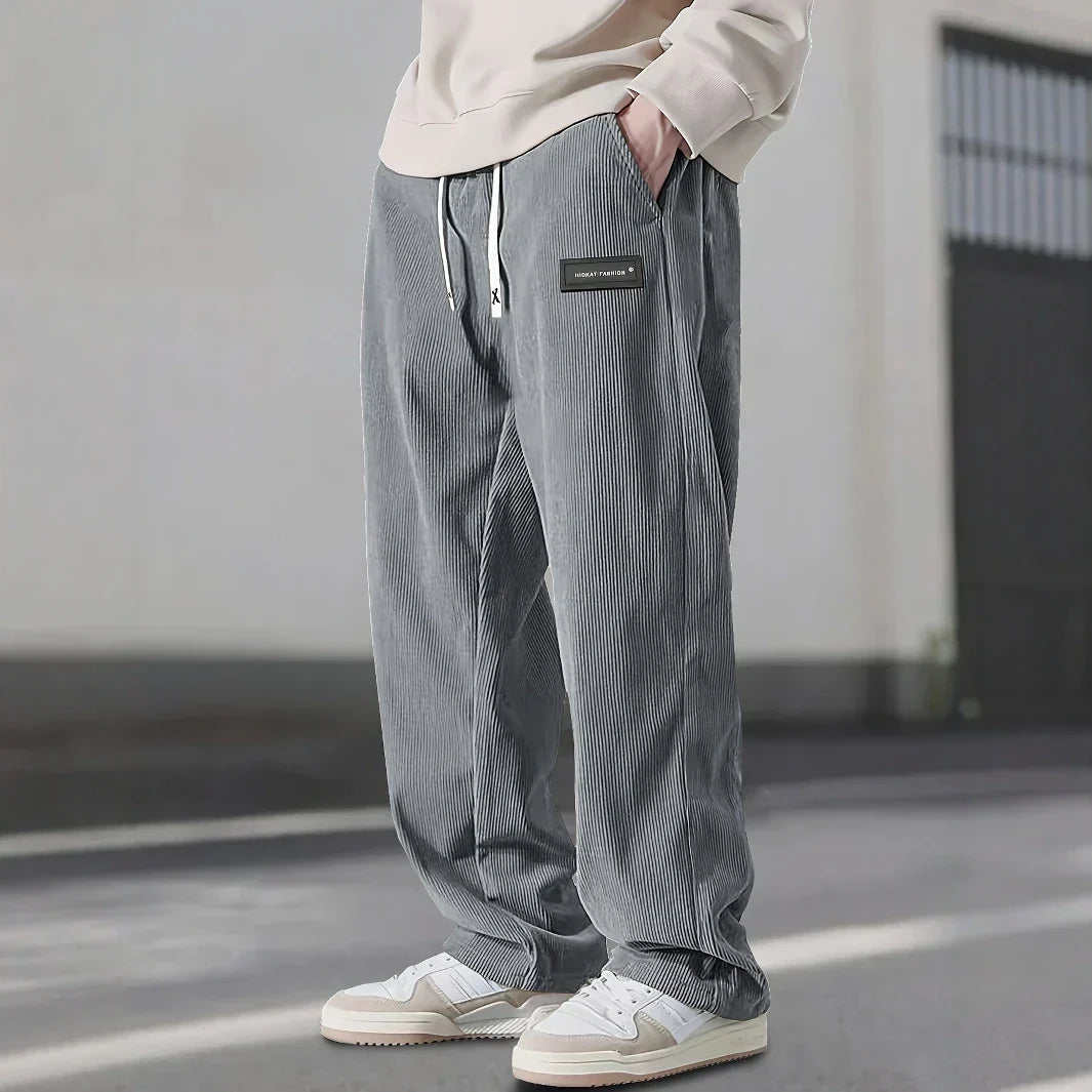 Men's Wide Leg Lounge Pants Ribbed Texture
