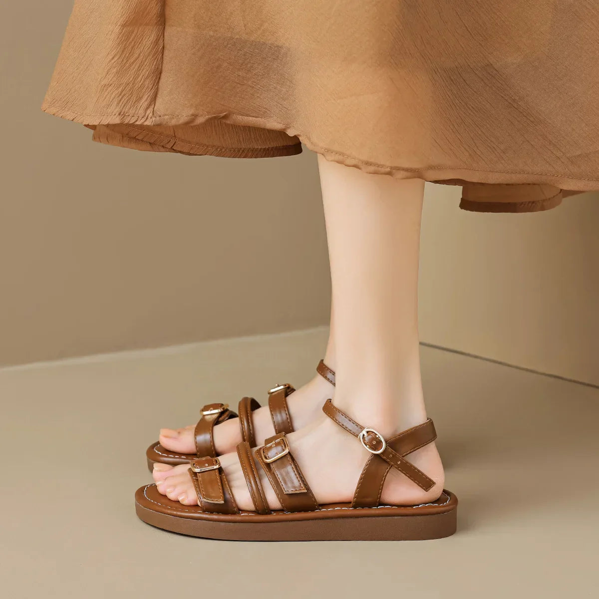 Genuine Leather Flat Sandals