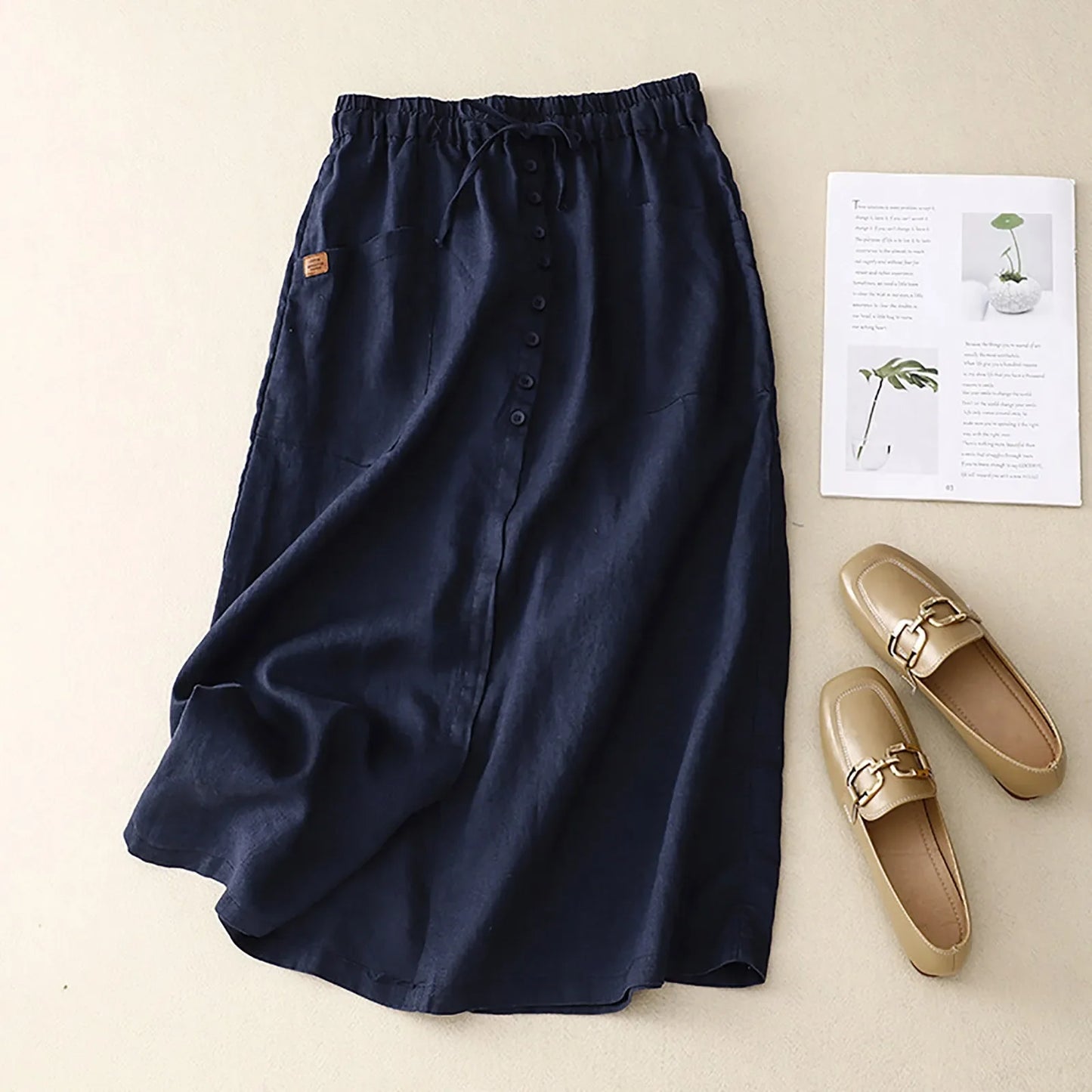 Women's A-Line Linen Skirt