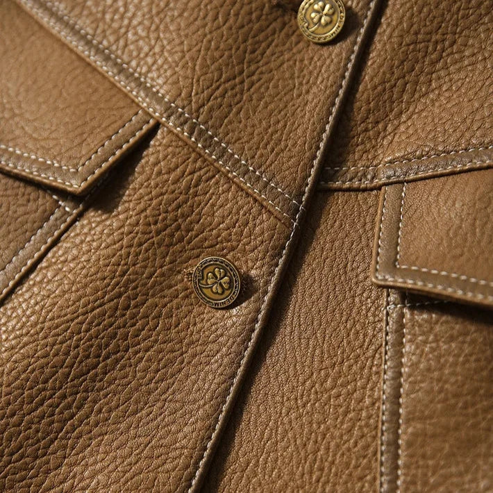 Vegan Synthetic Leather Coat