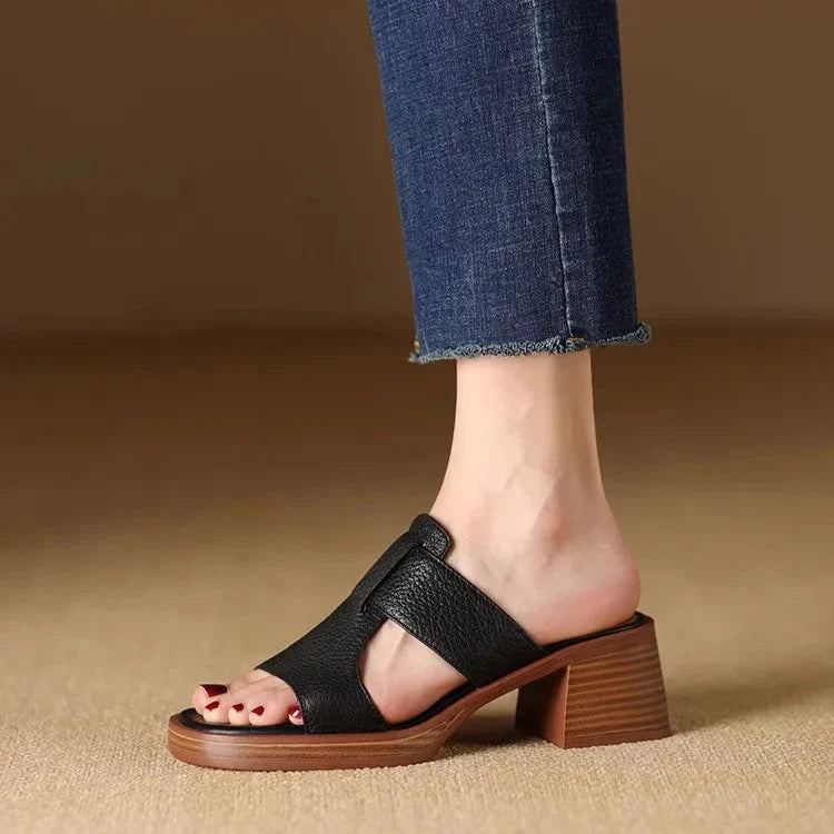 Genuine Brown Leather Flip Flops