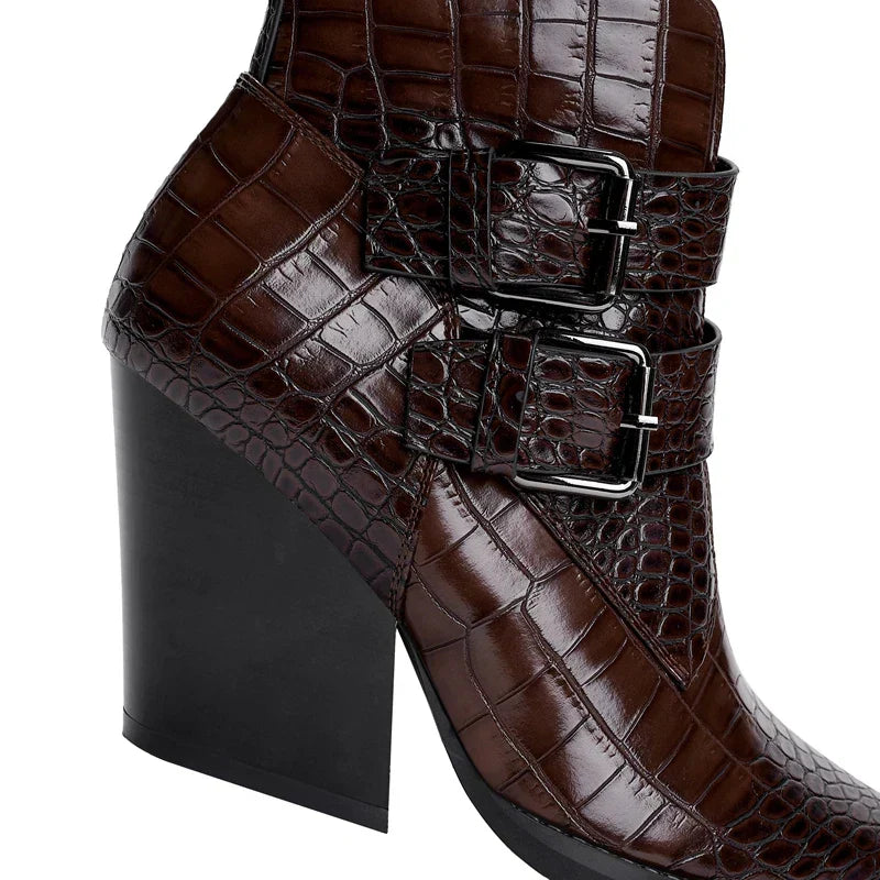 Women's Pointed Toe Boots Buckle Strap Detail