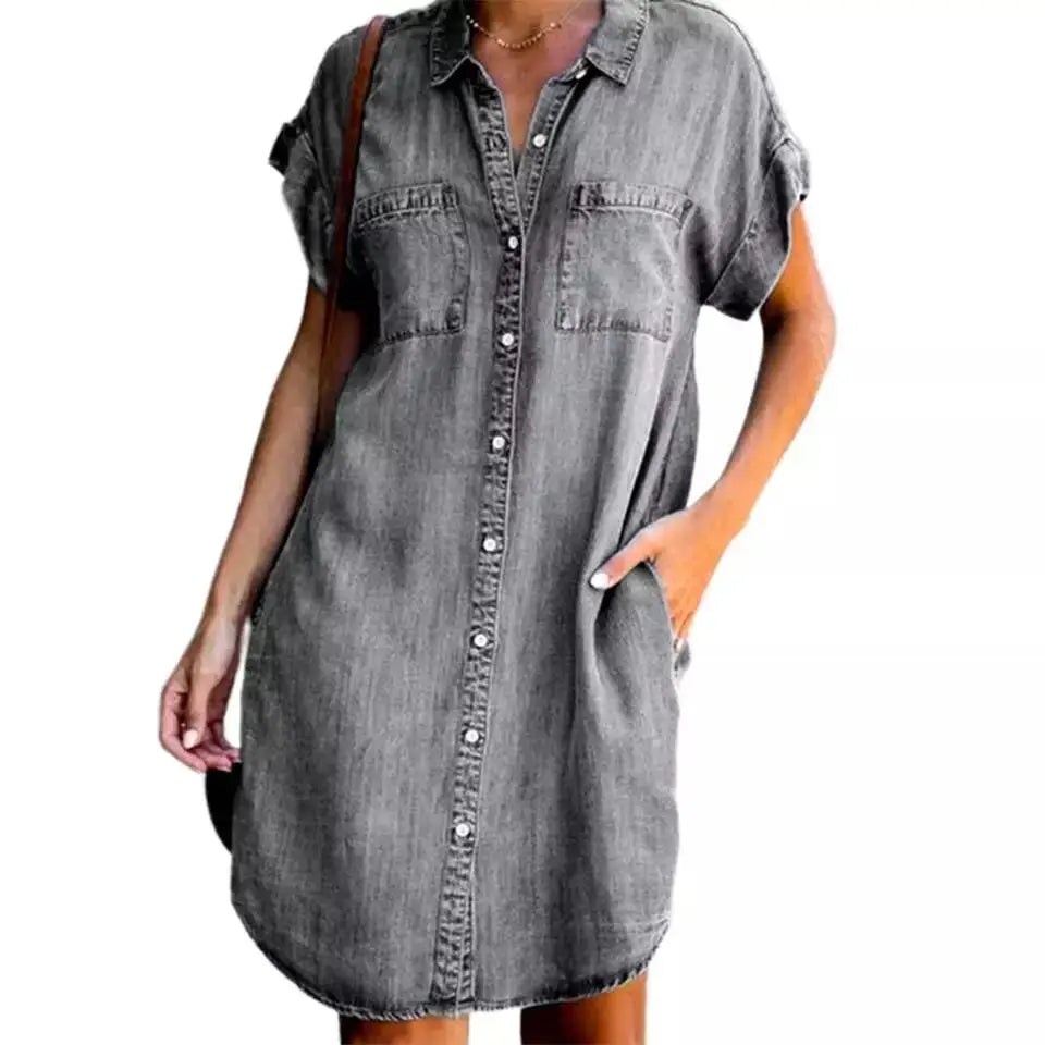 Women's Denim Shirt Dress Button Down