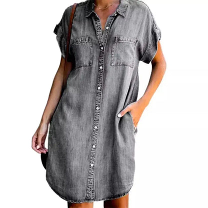 Women's Denim Shirt Dress Button Down
