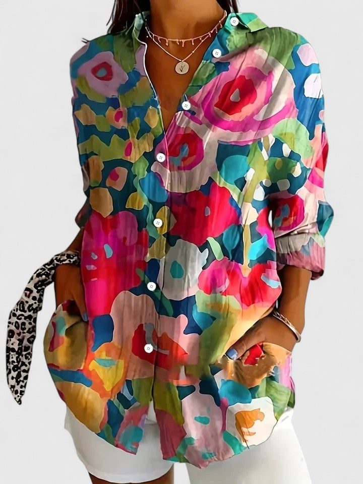Vibrant Floral Women's Blouse Shirt