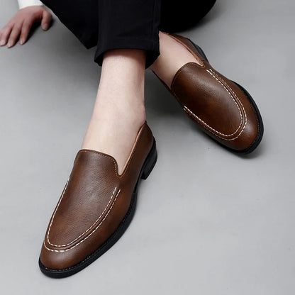 Real Leather Slip On Loafers