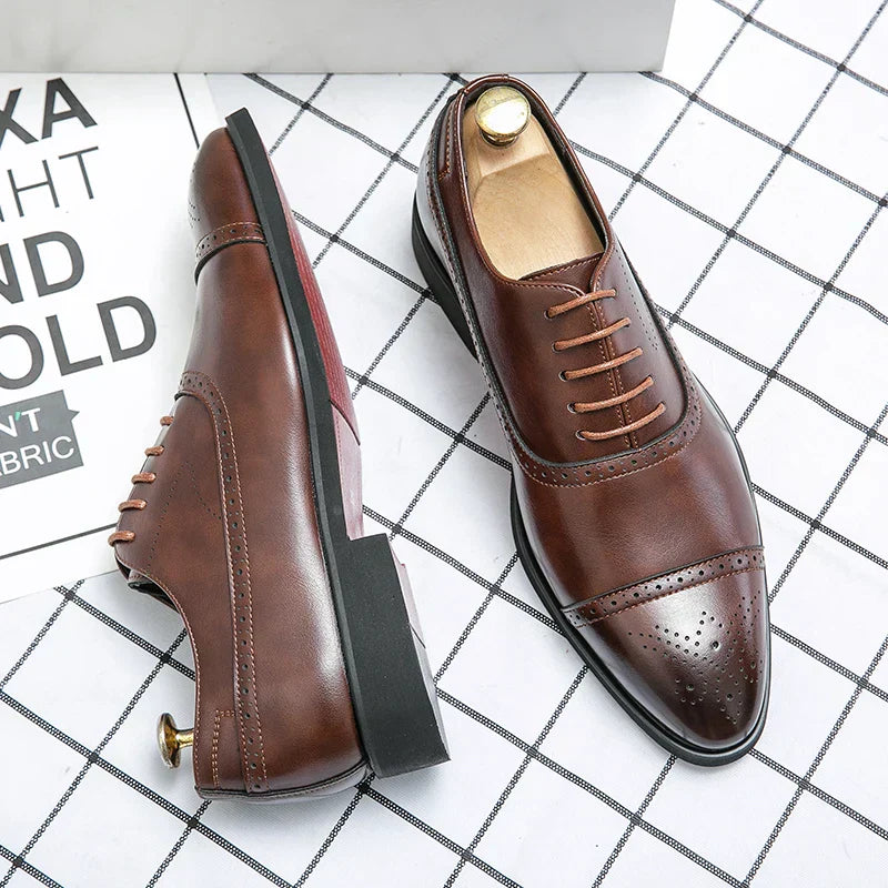 Men's Lace-Up Dress Shoes Perforated Toe