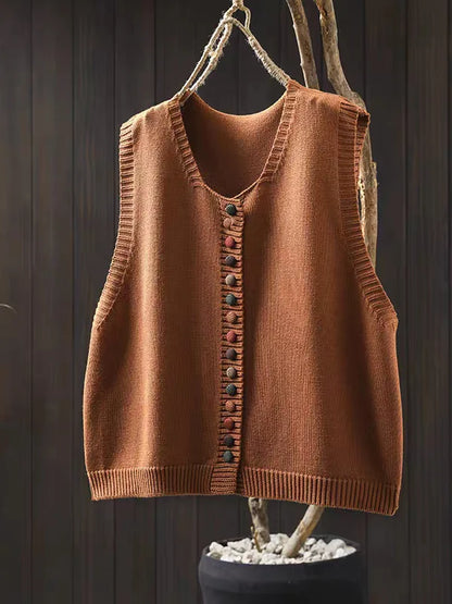 Simple Crew Neck Sweater Vest