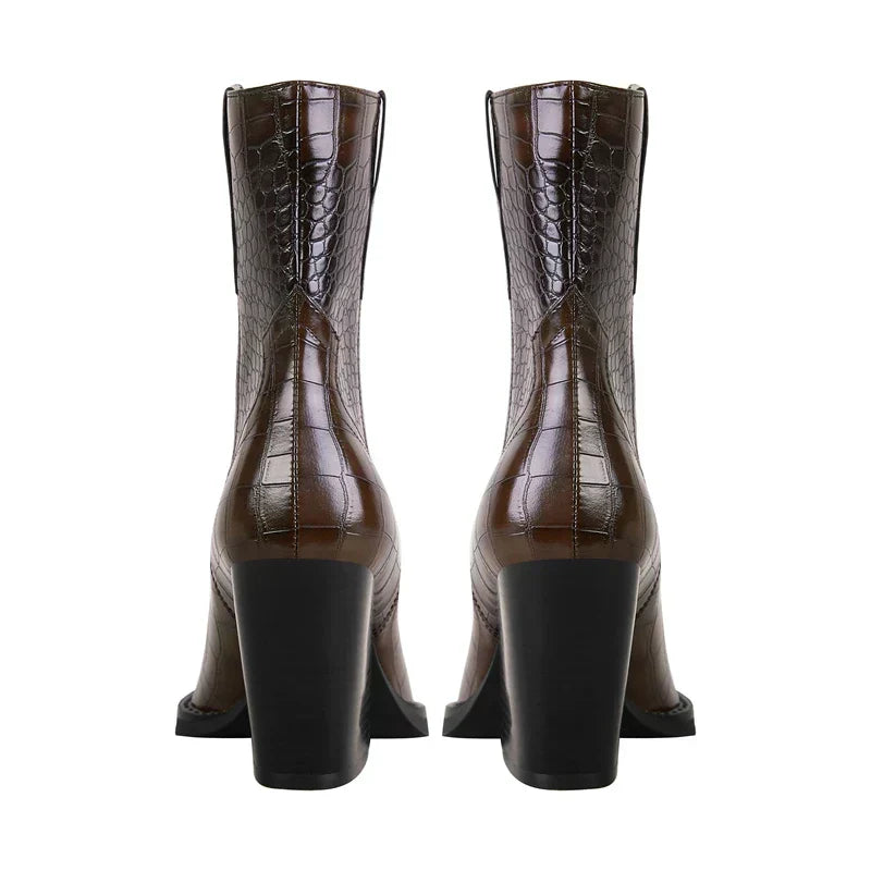 Women's Block Heel Pointed Toe Boots