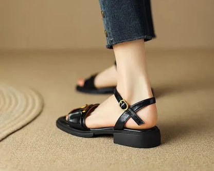 Strap Buckle Flat Sandals