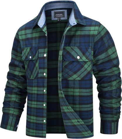 Cotton Checked Flannel Shirt Jacket