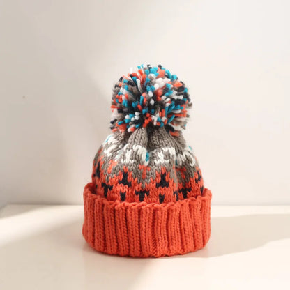 Warm Winter Snowflake Pom Hat