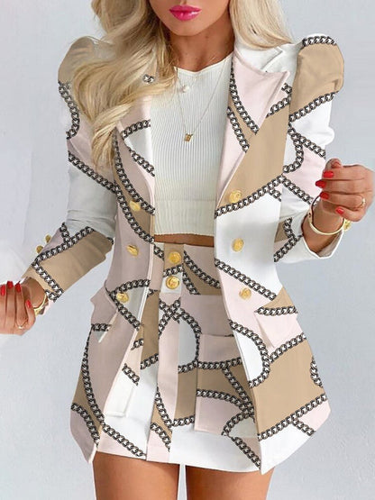 Chic Women's Suit Jacket and Skirt Set