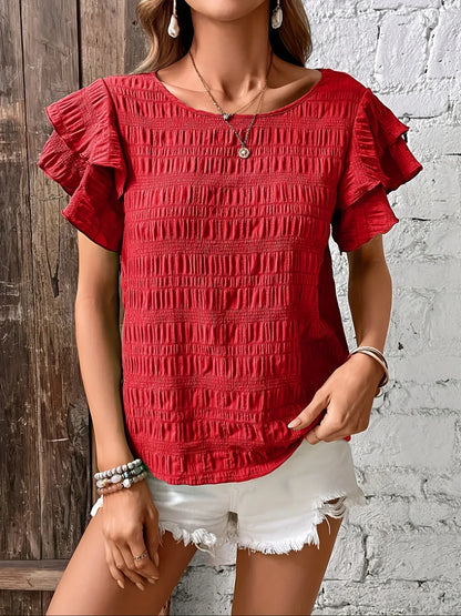 Women's Ruffle Blouse Lightweight White