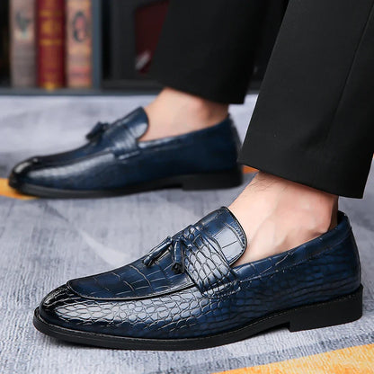 Men's Slip-On Dress Shoes Leather Black