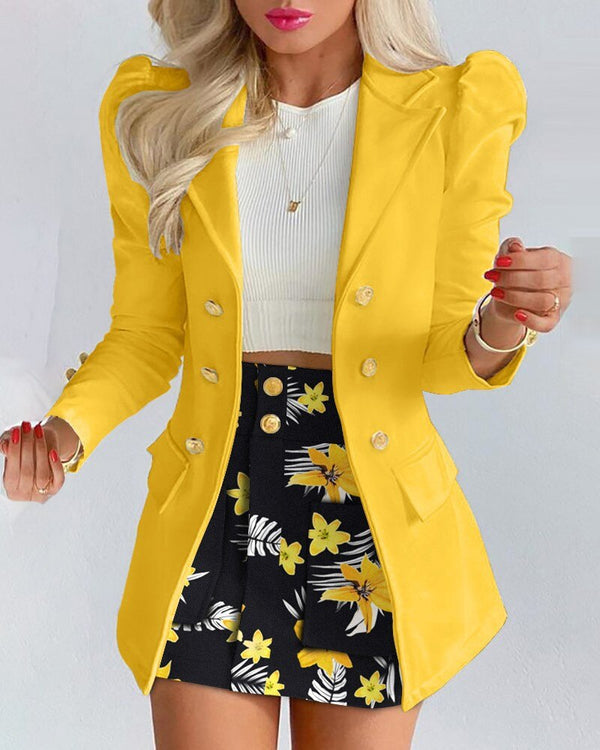 Chic Women's Suit Jacket and Skirt Set