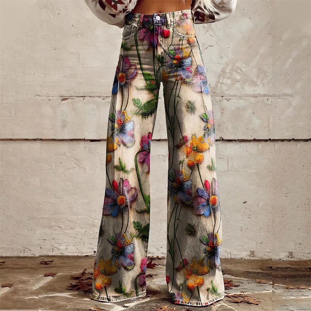 Fashionable Graphic Denim Jeans