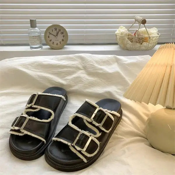 Comfortable Women's Slip On Buckle Sandals