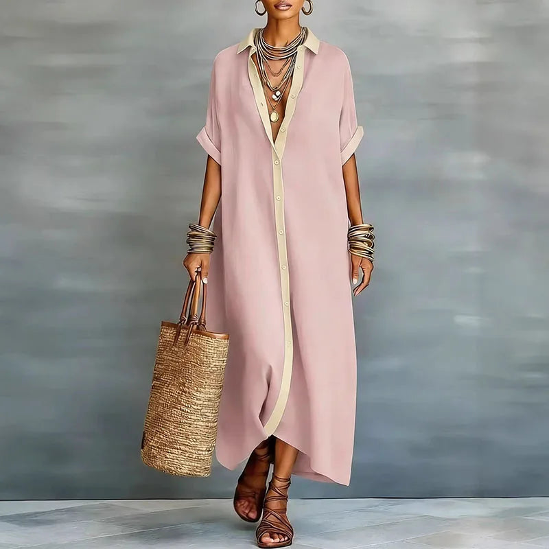 Women's Linen Sundress Long Shirt Style