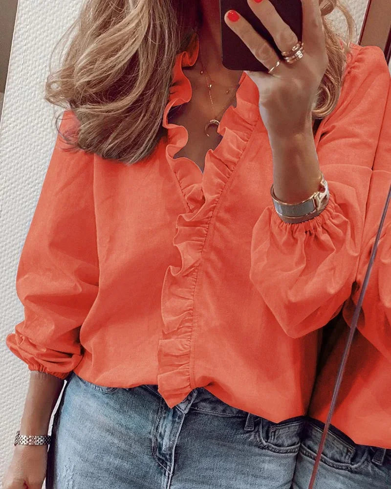Chic Ruffled Wrap Around Women's Blouse - VibreMode