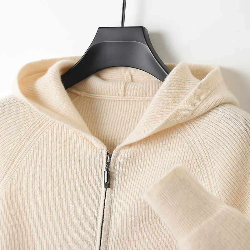 Merino Wool Zip Up Sweater